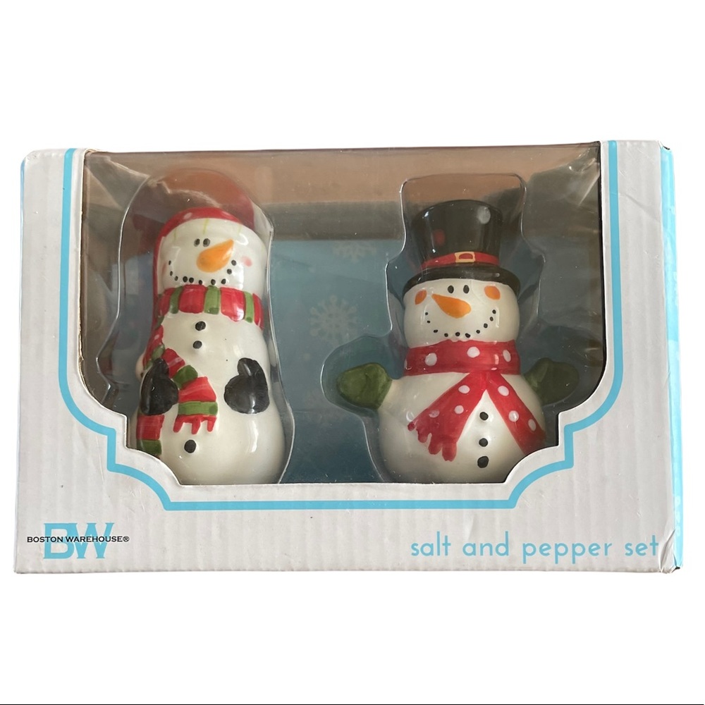 Boston Warehouse New Boxed Snowman Salt & Pepper Shaker Set Of 2 Model #91063